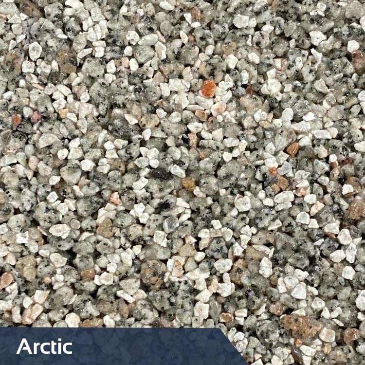 Arctic – 50% Nordic Grey 2-5mm, 25% Nordic Grey 1-3mm, 25% White Flint 2-5mm