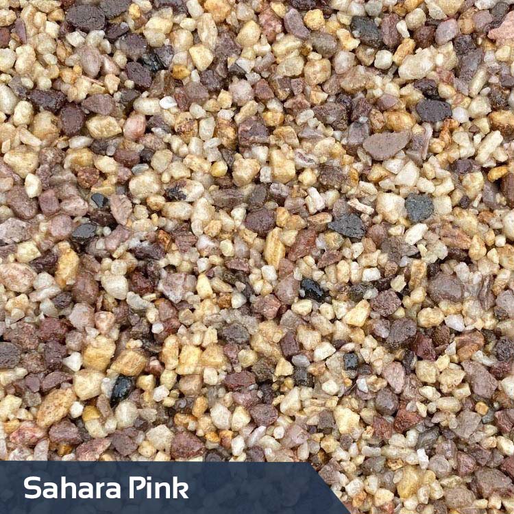 Sahara Pink – 50% Staffordshire Pink 2-5mm, 25% Autumn Quartz 1-3mm, 25% Autumn Quartz 2-5mm