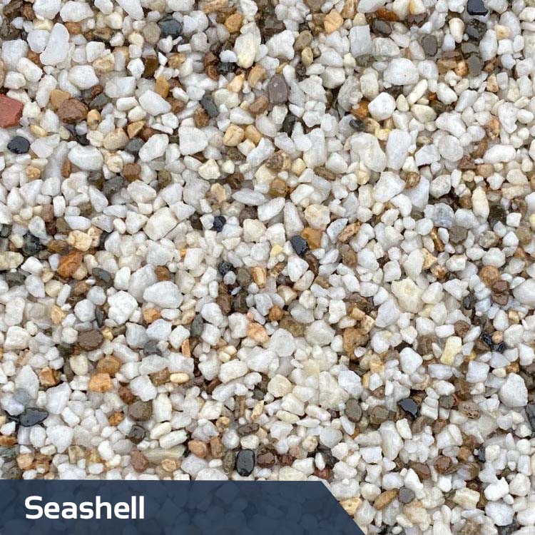 Seashell – 50% Winter Quartz 2-5mm, 25% Winter Quartz 1-3mm, 25% Golden Pea 2-5mm