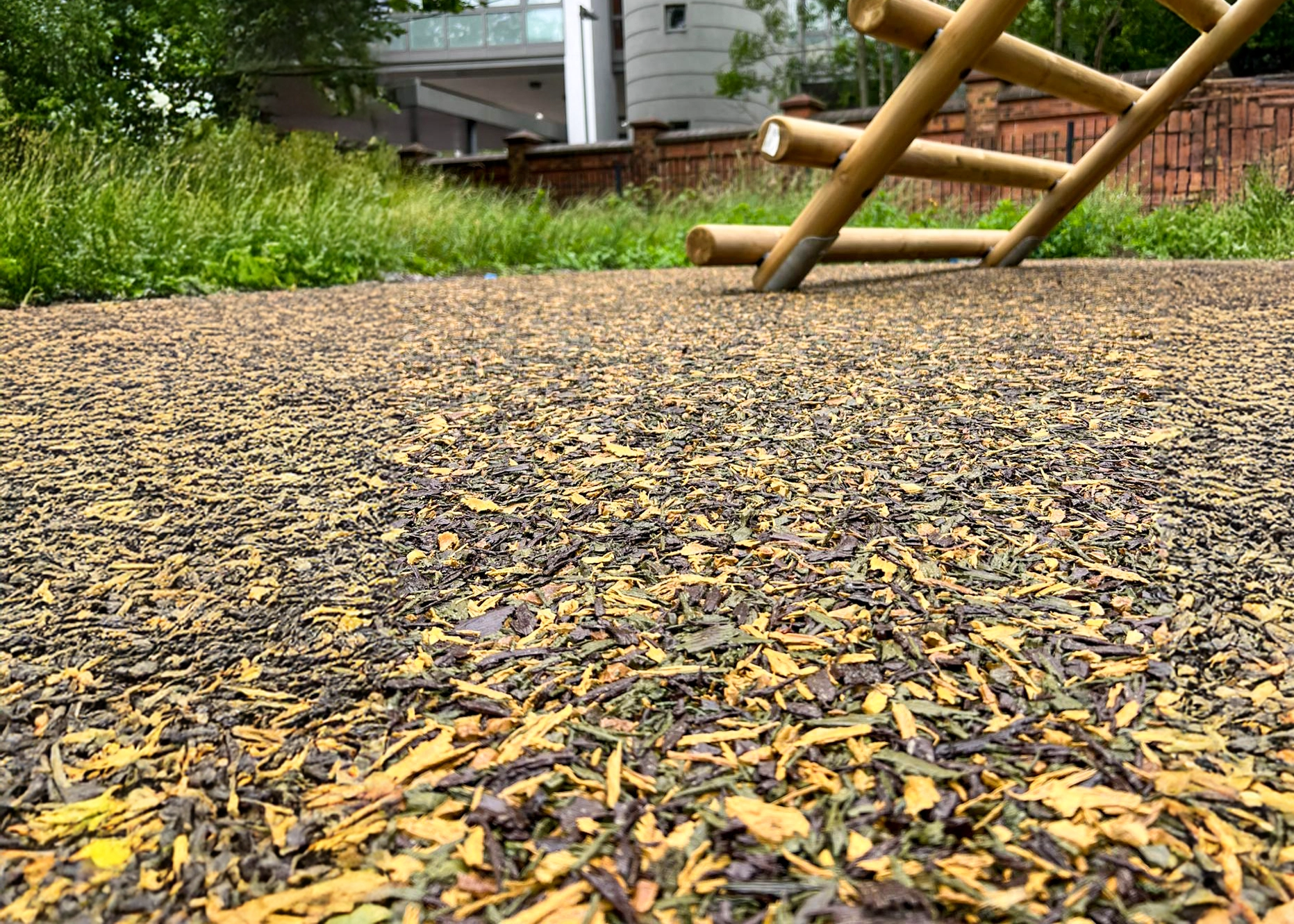 Close Up of Rubber Mulch Surfacing in a Children's Playground